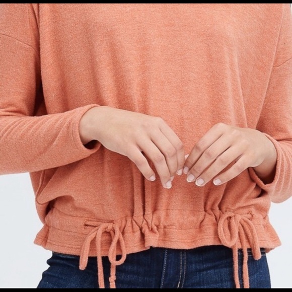 Ruffled Drawstring Pullover Hoodie - Picture 3 of 4